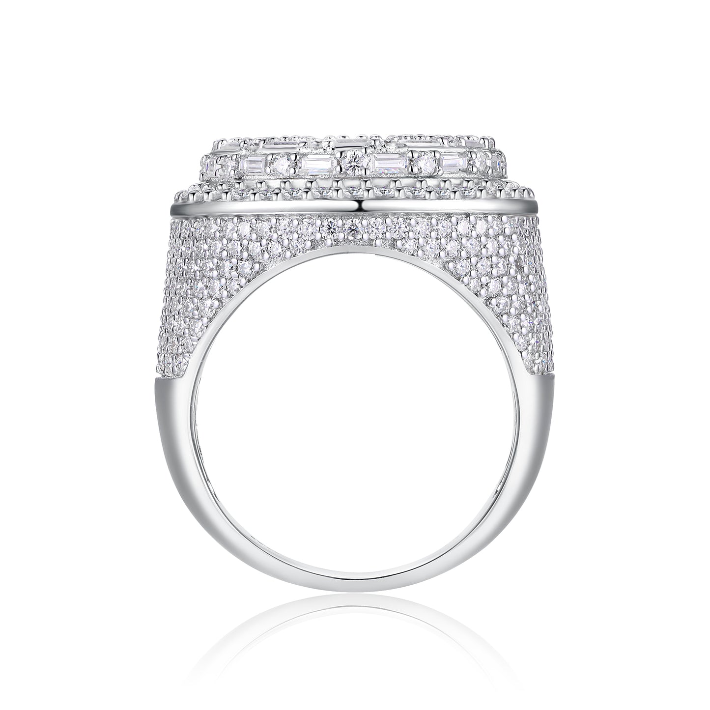 IceForge Moissanite Diamond Cluster Ring 925 Sterling Silver Platinum-Plated Statement Band
