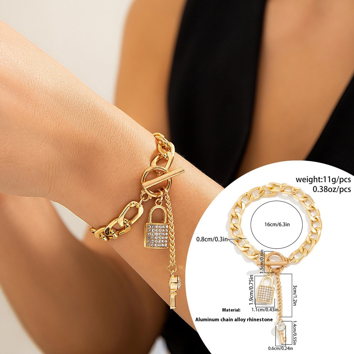 Luxe Lock & Key Chain Necklace & Bracelet Set