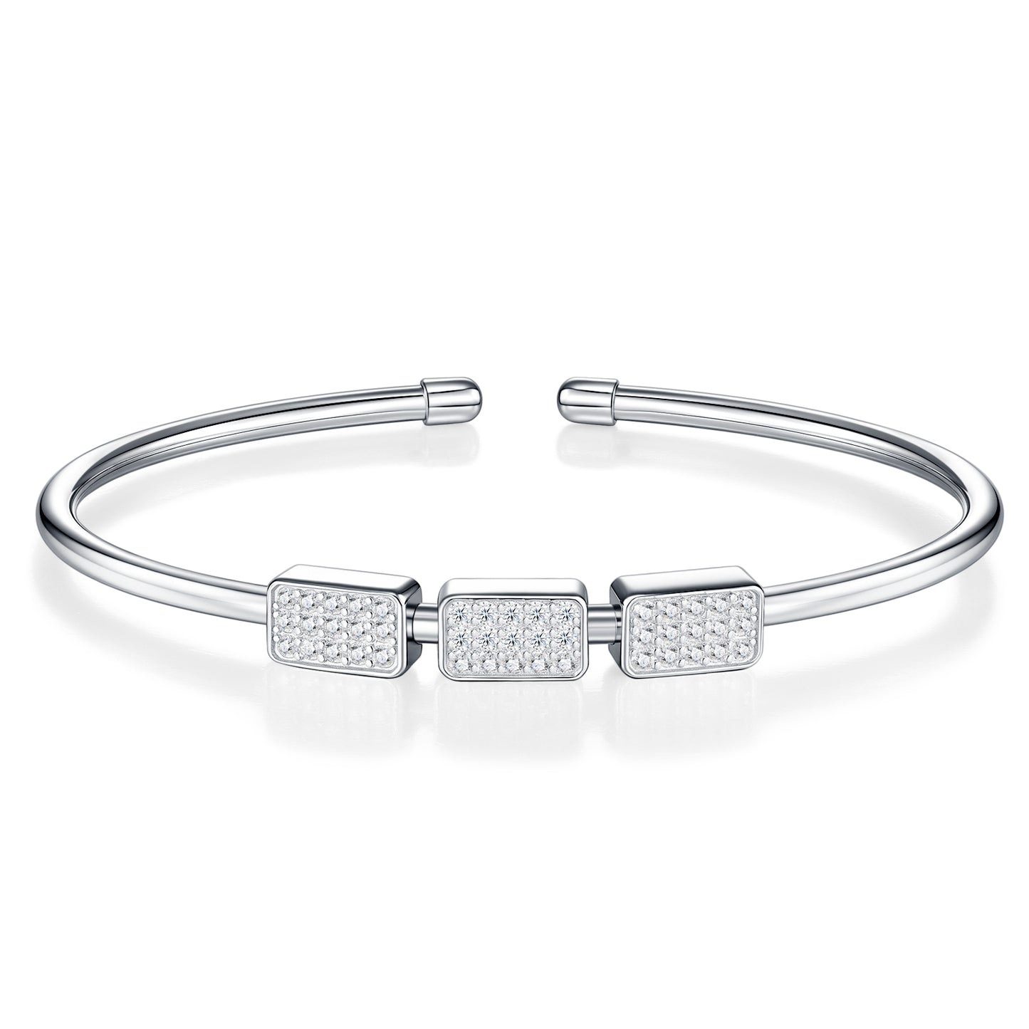 Élan Moissanite Open Cuff Bracelet Platinum-Plated 925 Silver