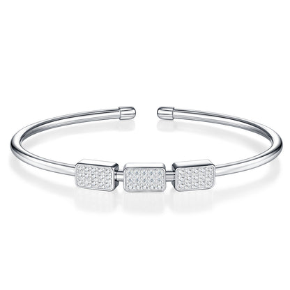 Élan Moissanite Open Cuff Bracelet Platinum-Plated 925 Silver
