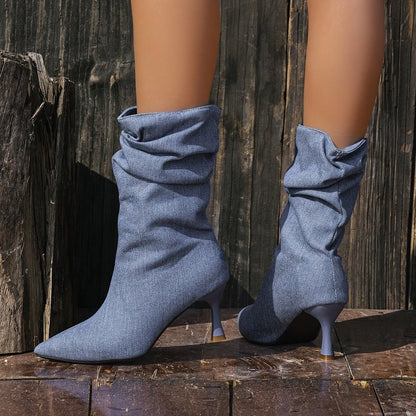Sculpted Denim Ankle Boots