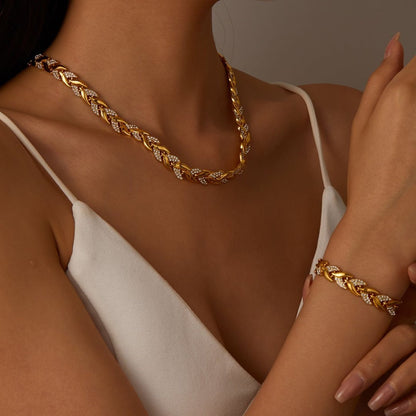 Élégance Diamond-Link Necklace & Bracelet Set