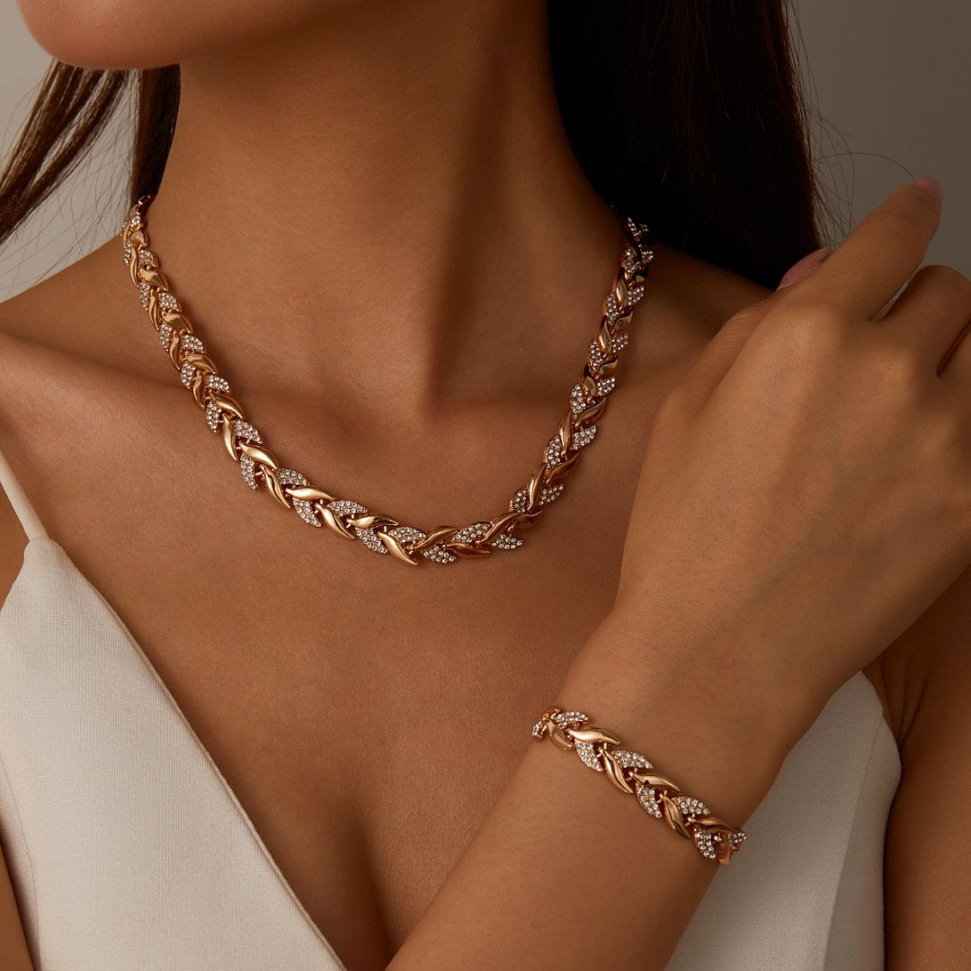 Élégance Diamond-Link Necklace & Bracelet Set