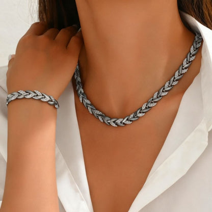 Élégance Diamond-Link Necklace & Bracelet Set
