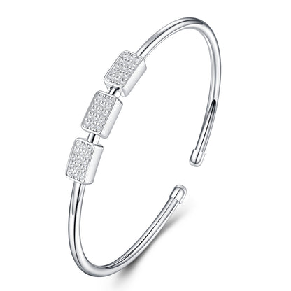 Élan Moissanite Open Cuff Bracelet Platinum-Plated 925 Silver