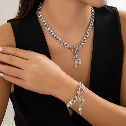 Luxe Lock & Key Chain Necklace & Bracelet Set