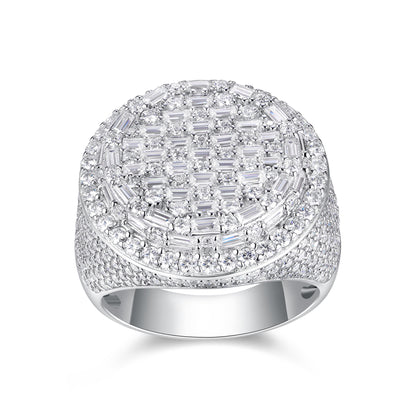 IceForge Moissanite Diamond Cluster Ring 925 Sterling Silver Platinum-Plated Statement Band